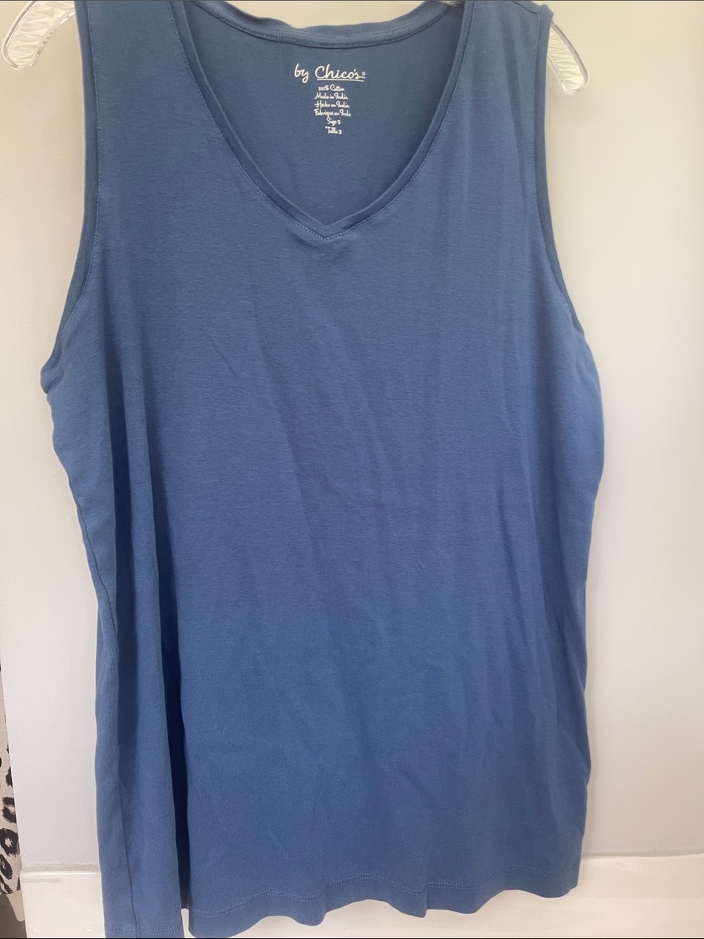 Chico's Sleeveless V-Neck Tank in Dusty Blue